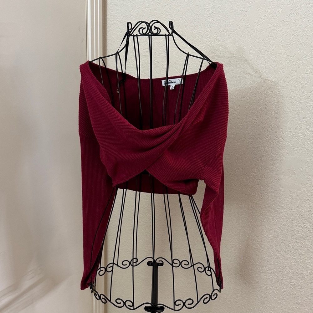 Elegant Burgundy Off-Shoulder Cropped Top